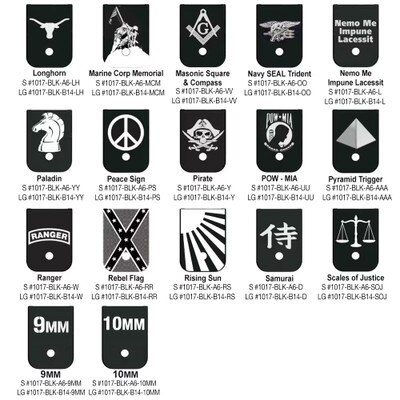 custom mag plate engraving, magazine base plate engrave, laser engraving, designs such as Rebel Flag, POW/MIA and more