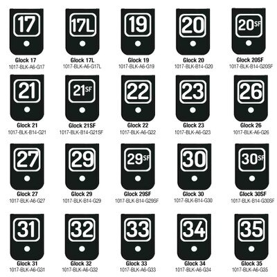 Laser engraved base plates with Glock Model numbers