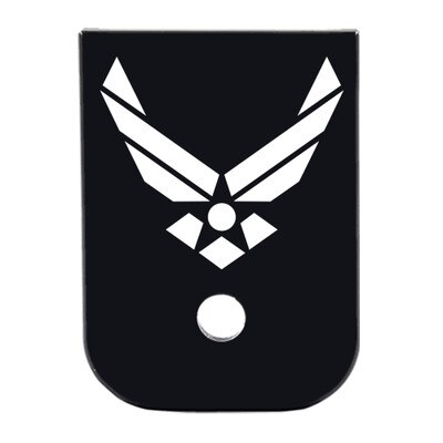 Laser engraved base plate with Air Force logo