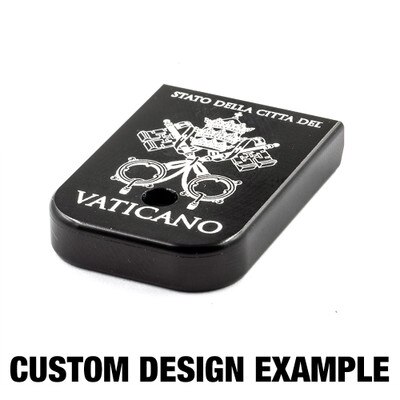 engraving, design your own base plate, laser engraved baseplate for Glocks, border patrol logo engraving