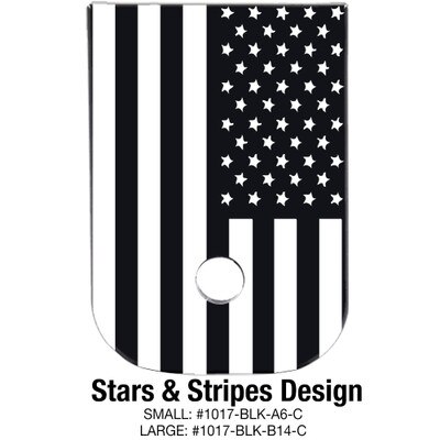 Stars and Stripes American flag design engraved on a base plate