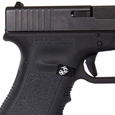 Magazine release with USMC logo engraved on it