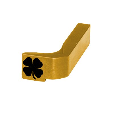 Four Leaf Clover Design engraved on a magazine release for Glocks
