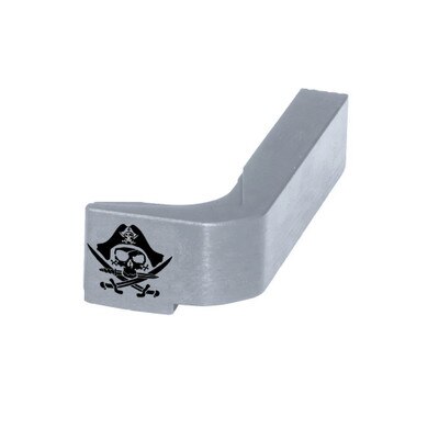 Engraved Silver Magazine Release with Pirate design