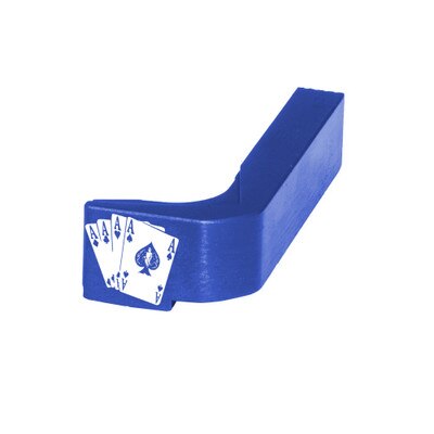 Aces design laser engraved on a blue mag release