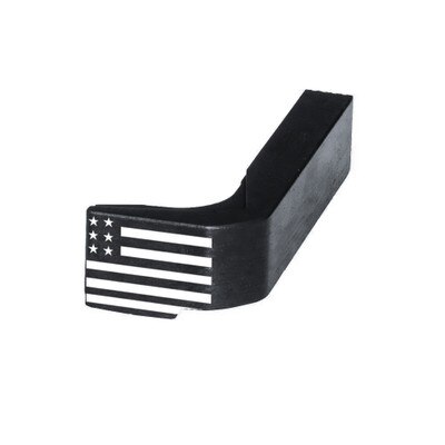 Black mag catch with Stars & Stripes design engraved