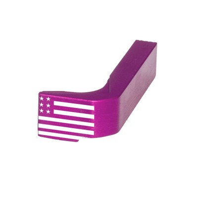 Pink custom engraved magazine release Stars & Stripes design