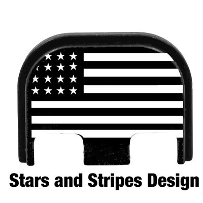 Stars and Stripes engraved on a Glock slide cover plate