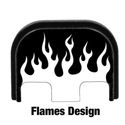 Flames design engraved on a slide cover plate