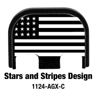 Stars and Stripes engraved on a Glock slide cover plate