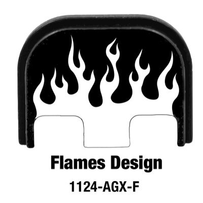 Flames design engraved rear plate for Glock