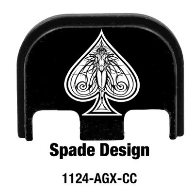 Spade Design laser engraved on a slide cover plate