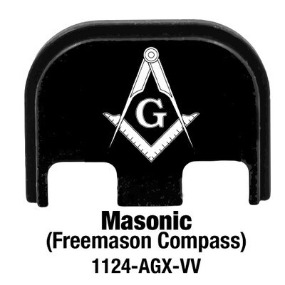 Masonic Compass engraving, Glock custom engraved slide cover plate