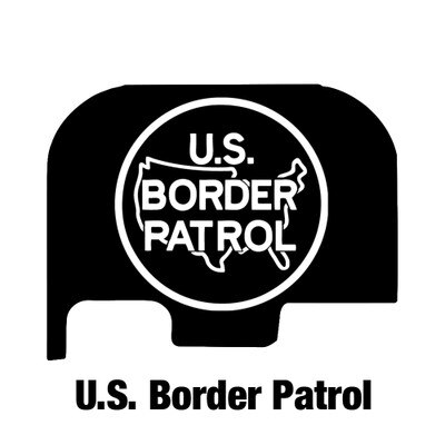 United States Border Patrol design engraved on a Glock 42 slide cover plate