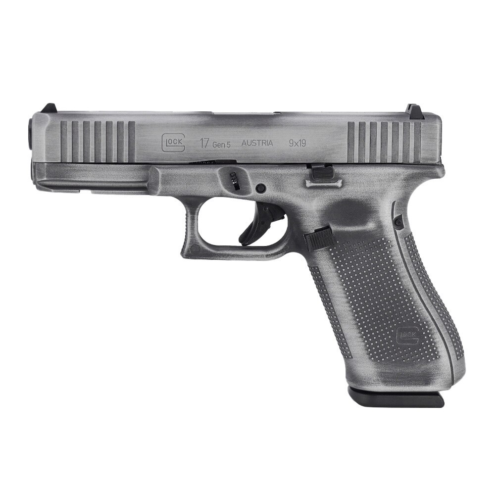 Glock 17 Gen5 Custom Distressed Crushed Silver 9mm