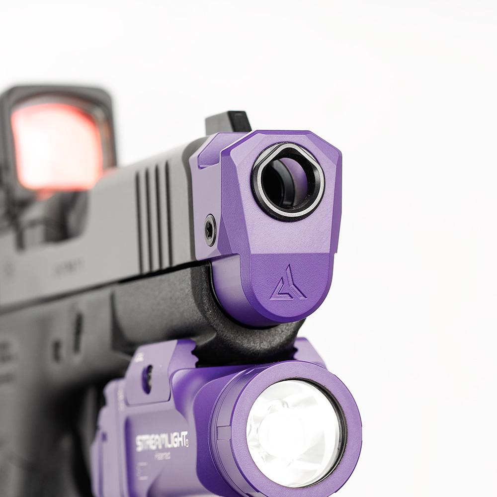 VIOLET14Kニブ全長9cmブラス製、当時のチューブ装着貴重コンパクトモデル Radian Ramjet w/ Purple Cerakote Afterburner for Glock 43X