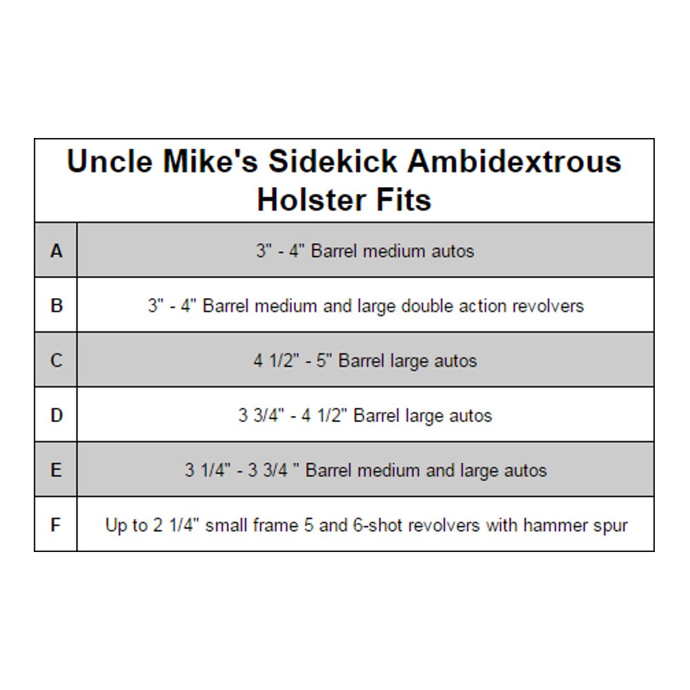 Uncle Mikes Size Chart